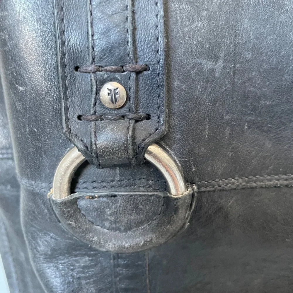 Frye Jamie Ring Tall Distressed Black Leather Riding Boots Size Women's 9
